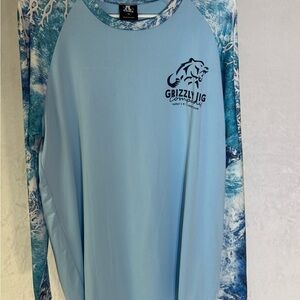 Grizzly Jig Men’s Light Blue Long Sleeve Shirt Fishing Shirt